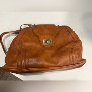 Newlie Cognac Brown Diaper Bag Faux Leather Crossbody Shoulder Bag